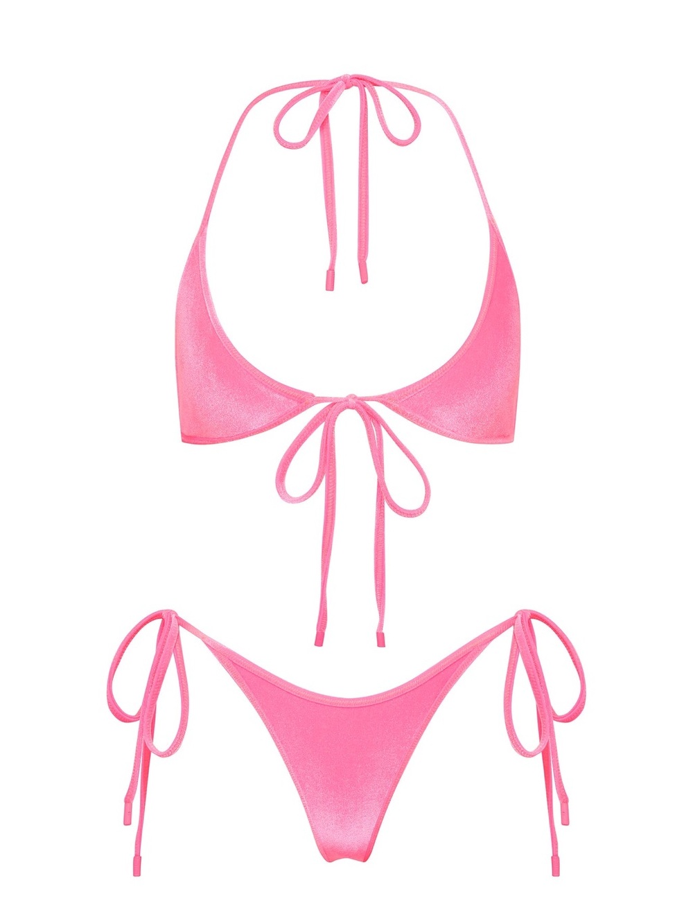 Triangl SOFI - PINK CANDY VELVET HALTER BIKINI SET